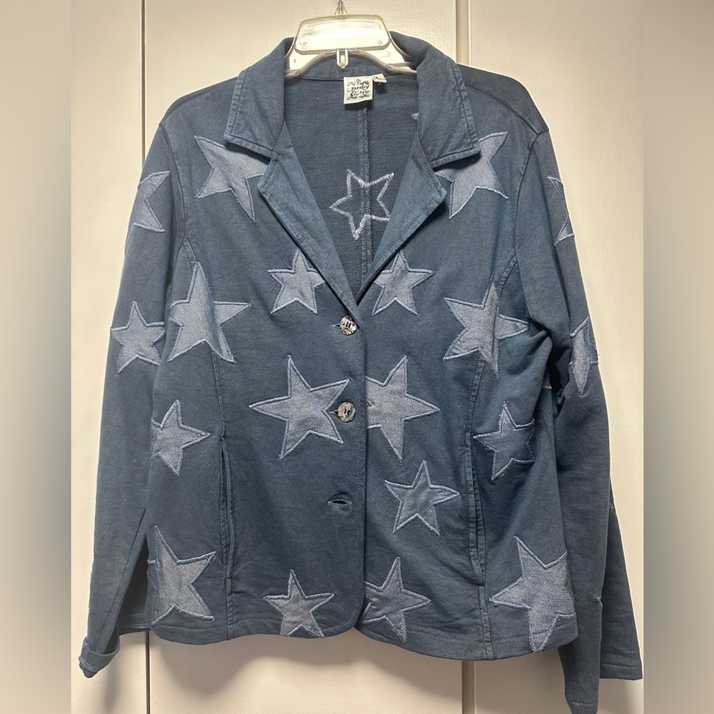 Parsley & Sage Blue Star Patch Blazer Jacket